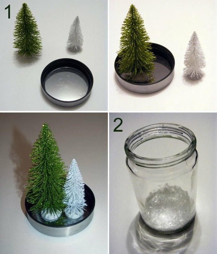 Snehová guľa Mason Jar si urobte ozdobu vianočného stromčeka