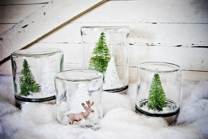 Snehové gule diy jedle figúrky zimné deco