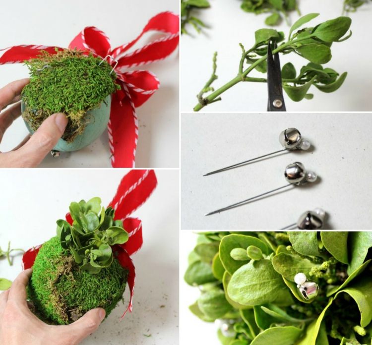 vianočné dekorácie-urob si sám-bozkávacia lopta-jednoduché-ručné-inštrukcie-začiatočníci