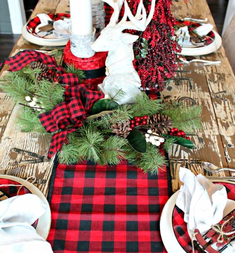 vianočné dekoračné trendy pinterest behúň na stôl buffallo kontrolovaný vzor