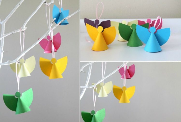 vianoční anjeli drotári deti prívesky papier vianočné remeslá ratolesti