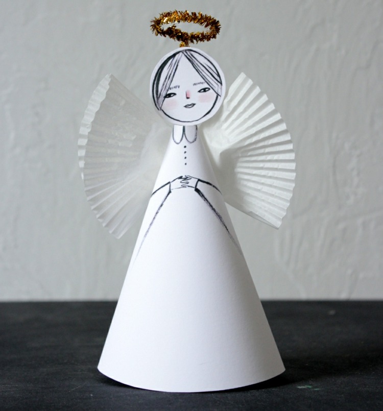 vianočný anjel drotár deti papierový kornútok muffin papierové formy čistič rúrok