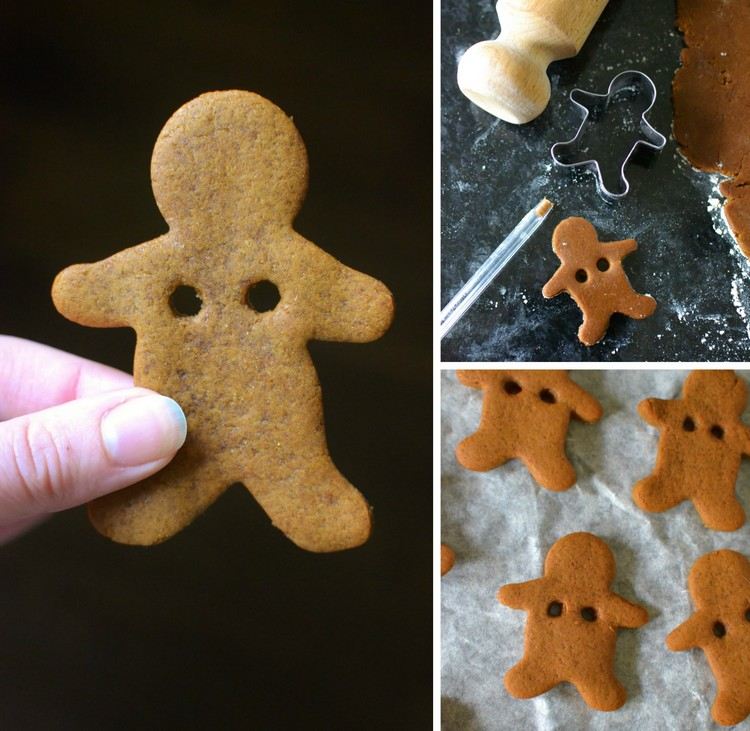 Pripojte perníka ako štítok na darček vianočné-darčekové-balenie-návod-perník-muž-príves-bodky