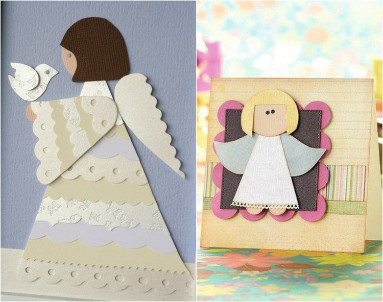 vlastnoručne vyrobené vianočné pohľadnice vystrihnú papier a prilepia ho