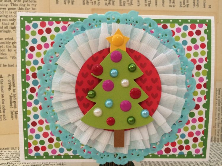 Vianočná pohľadnica s puzdrom na muffiny z perlového papiera