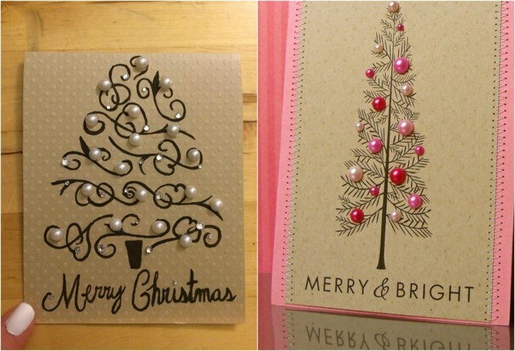 vianočný stromček maľované gratulácie korálky kamienky