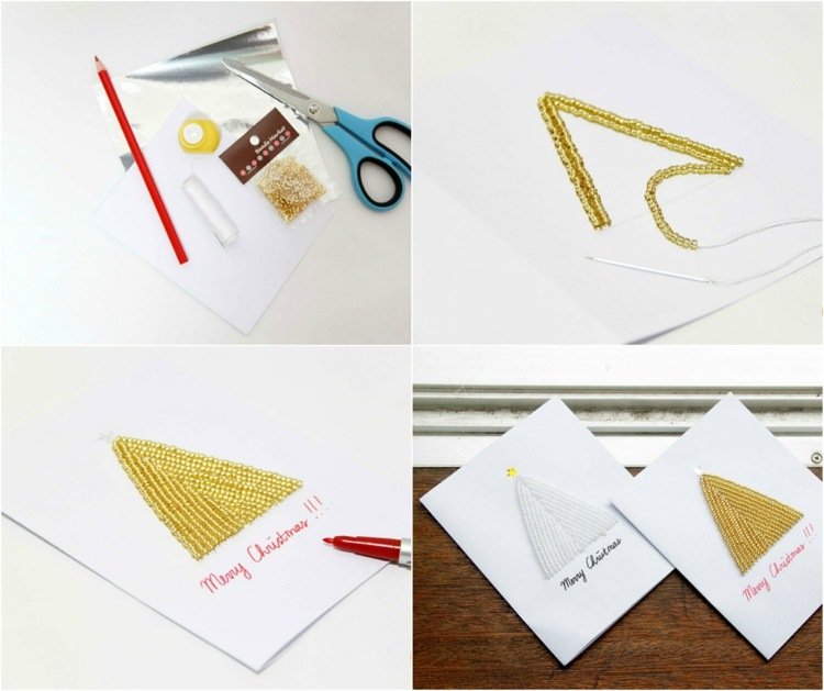 navliekanie korálikov vianočné remeslá jedľa