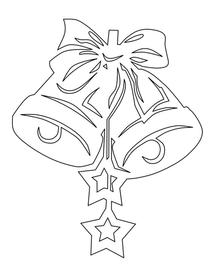 Papierovo rezaná šablóna zvončeky stužkové hviezdy