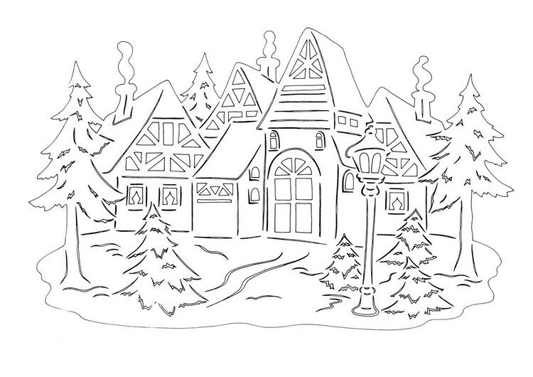 domy pre šablónu vianočnej siluety