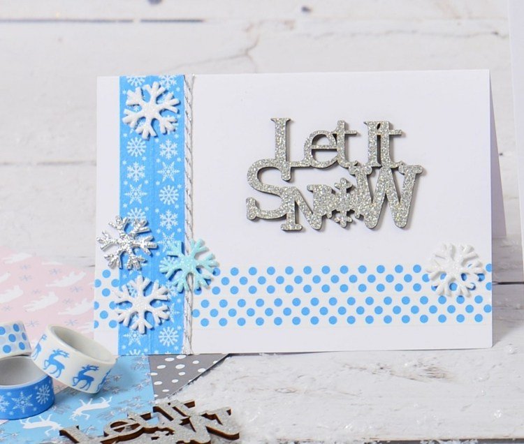 vyrobte si vianočnú pohľadnicu farebnou lepiacou páskou s páskou washi