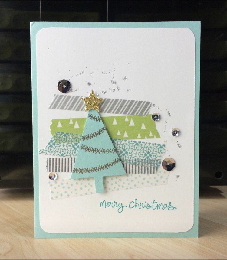 drotár vianočné pohľadnice s ozdobnou páskou korálky jedle