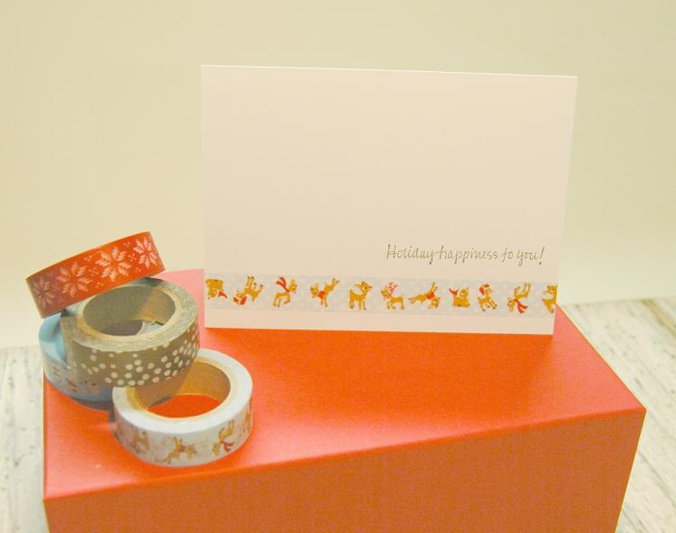 kreatívny variant - navrhnúť vianočnú pohľadnicu so samolepiacimi nálepkami a vaničkami Vianočné pohľadnice-urob si sám-nápady-biela-oranžová-ozdobná-stuha-slávnostná