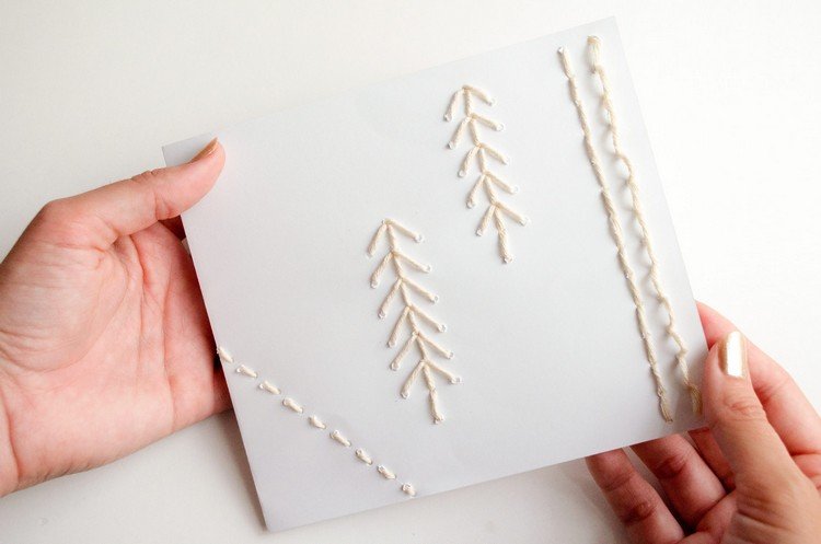 vyšívaná vianočná pohľadnica drotárska niť