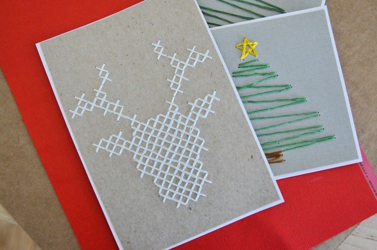 abstraktné vianočné pohľadnice tvar sobia biela priadza