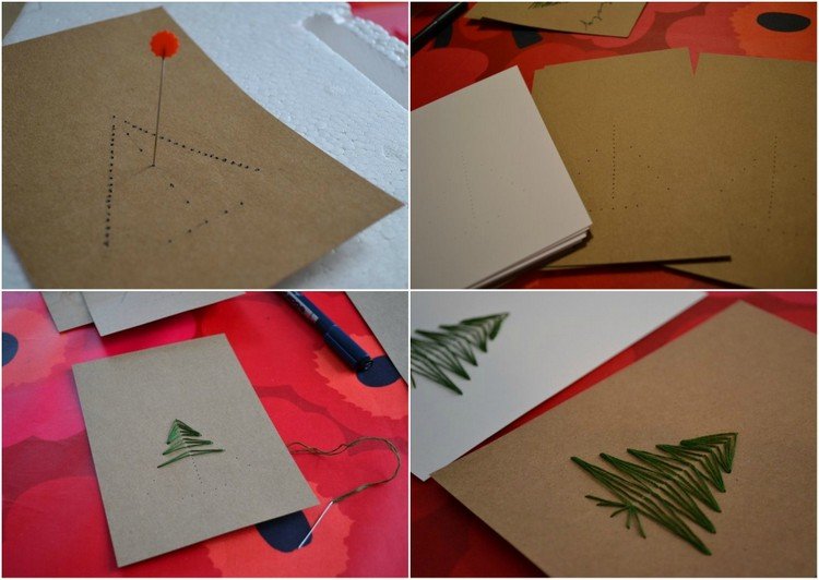 návod drotár vianočné pohľadnice ihlová niť