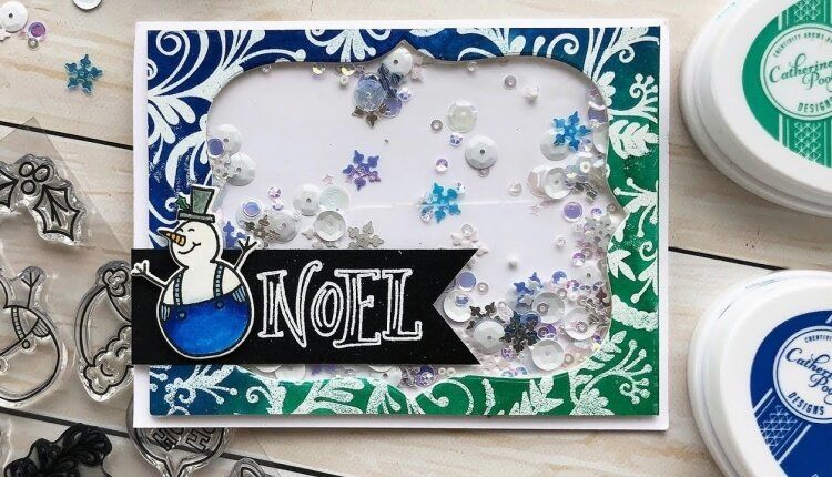 jednoduchá vianočná pohľadnica so snehuliakom a pečiatkami