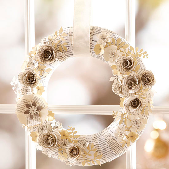 Papierový veniec do ruky ručné práce-s deťmi-adventné Vianoce Papierový časopis listový veniec ručné práce-s deťmi-adventné Vianoce