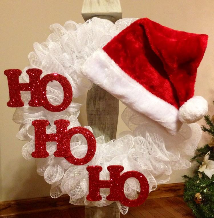 Vianočný veniec biely drotár santa hat ho ho ho značky