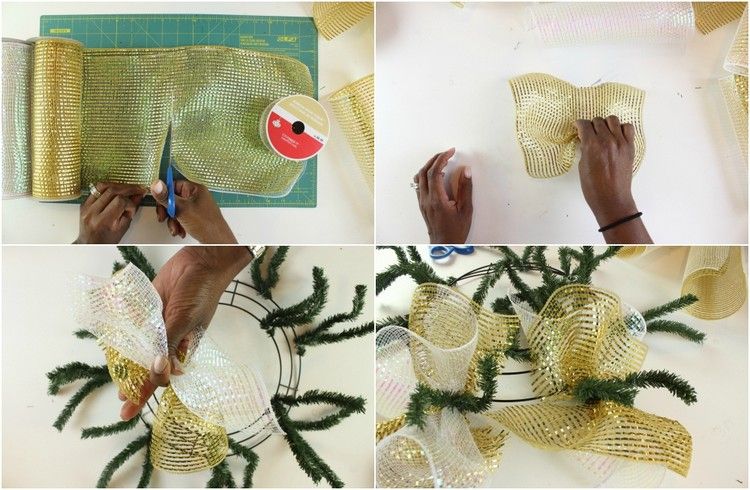 výroba vianočných vencov návod drôtený veniec dekorácia pletivo