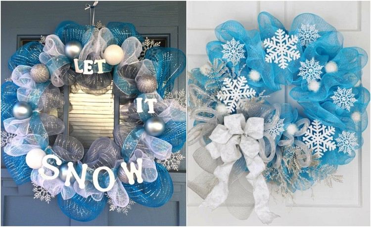 drotár moderné vianočné vence modrá biela strieborná ozdobná sieťovina