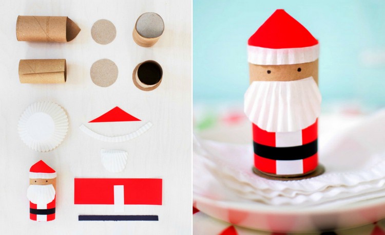 Prázdne toaletné rolky použite na vianočné ručné práce santa-claus-drotkar-s-detmi-materialmi-prazdnymi-toaletnymi-rolkami