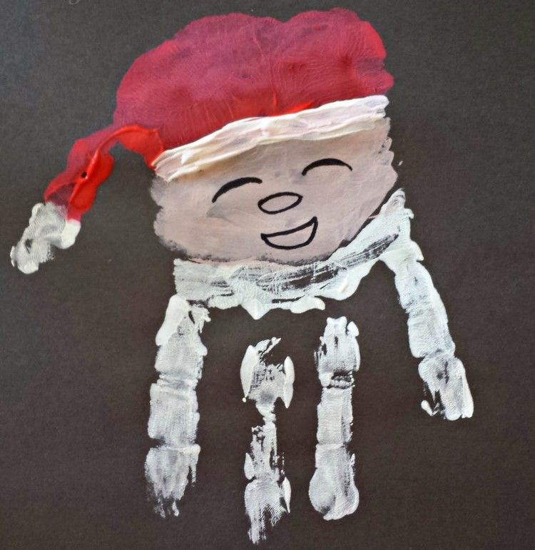 Skvelý nápad na maľovanie Santa Clausa santa-claus-tinker-paint-odtlačok ruky-prst-farba-vtipný