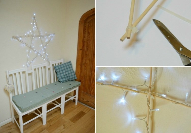 Drotár vianočných hviezd s osvetlením pentagramu z dreva jednoducho zabalí rozprávkové svetlá