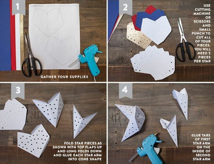 vianočná hviezda drotár osvetlenie pokyny šablóna vytlačiť horúce lepidlo