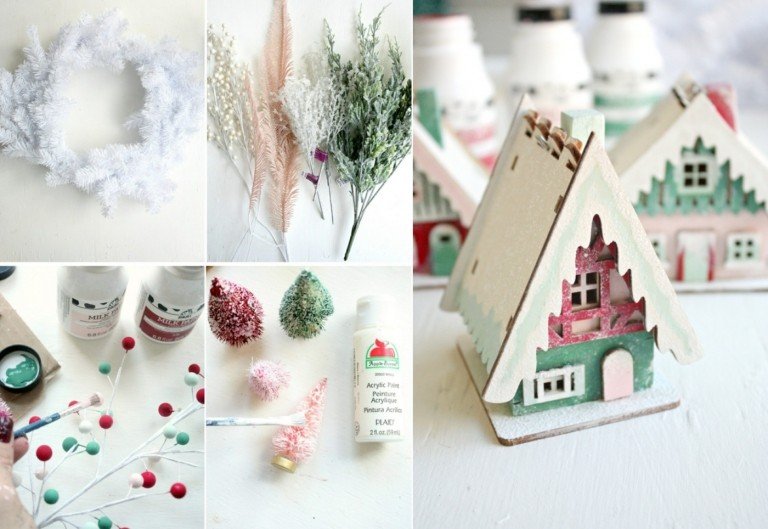 V bielom vianočnom venčeku nastavte akcenty v červenej a zelenej farbe