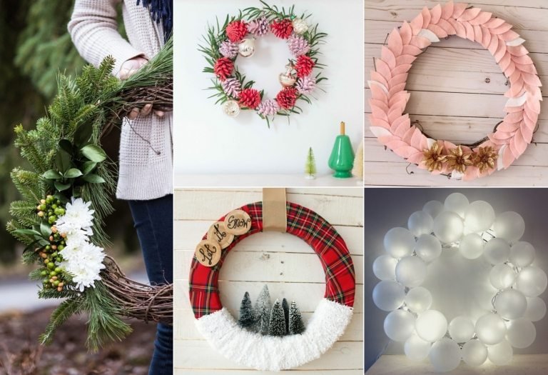 Vyrobte si vlastný vianočný veniec z guličiek, prírodného materiálu alebo látky