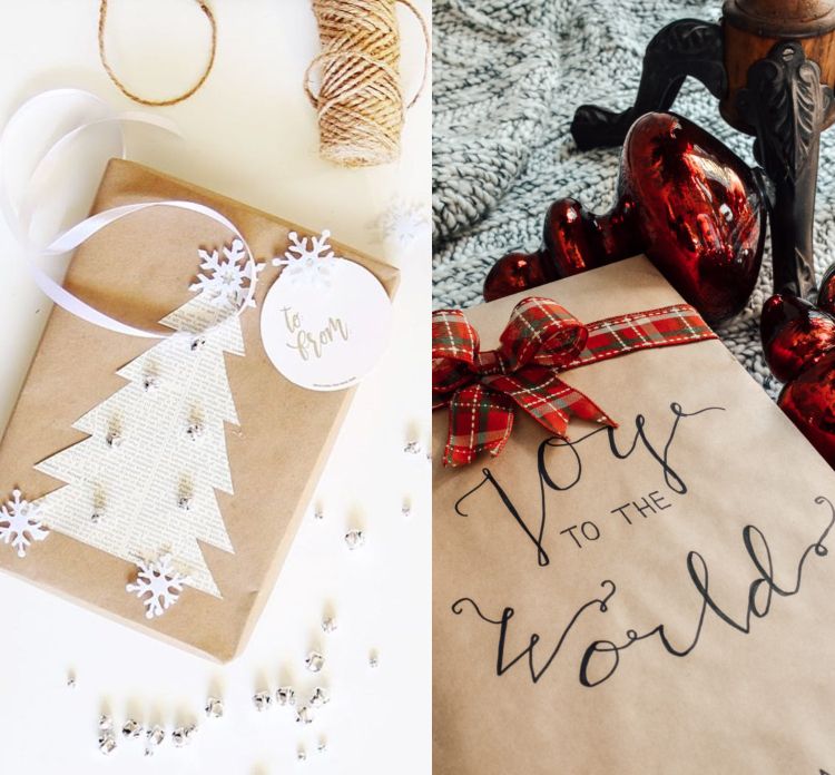 Ozdobte darčekové balenie s vianočným stromčekom z novín a diamantovou ozdobnou stuhou