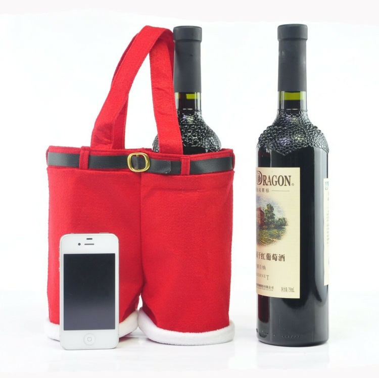 Santa Claus nohavice môžete ušiť ako obal na fľaše vína fľaše na víno na vianočnú tašku nohavice santa claus nápad mobil