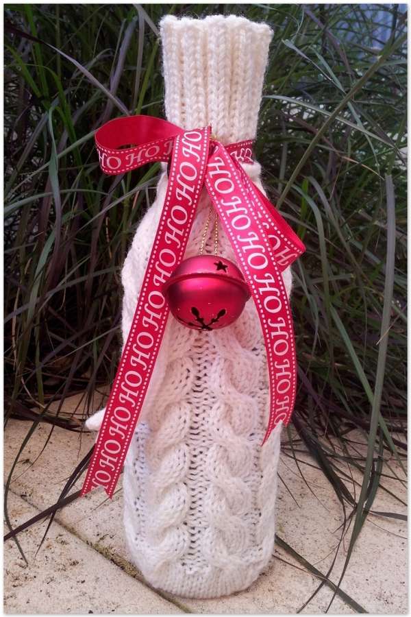 fľaša vína vianočný zábal rukáv rukáv sveter vianočný zvonček vianočné fľaše na víno zabalený sveter bez rukávov vianočný zvonček