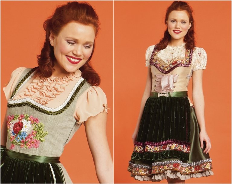 dirndl farby s červenými vlasmi teplý podtón pokožky marhuľová machovo zelená