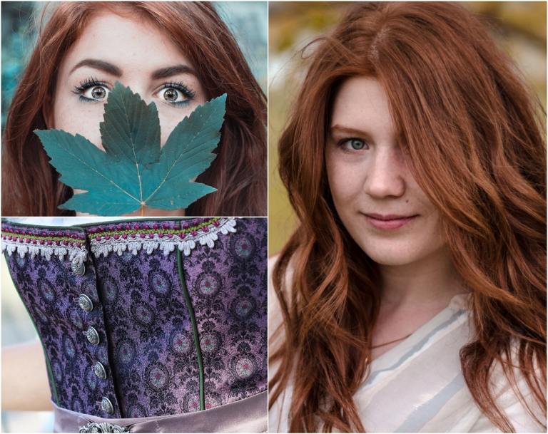 Ktorá dirndl farba pre ryšavky bledá pokožka s ružovým podtónom.Fialová dirndress so smaragdovo zelenou