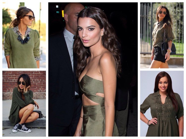 Khaki so sivým podtónom pristanú brunetkám s olivovou pleťou