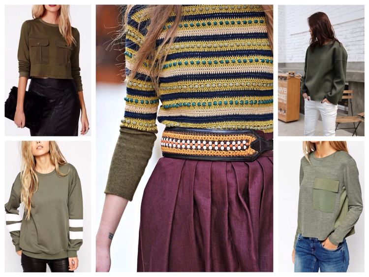 Khaki top kombinuje čierne a biele fialové rifle