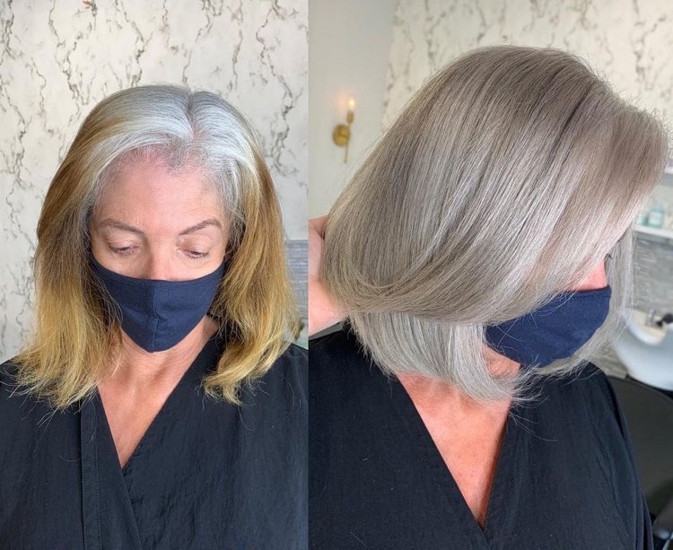 Popolavé blond vlasy so striebornými pruhmi od 50