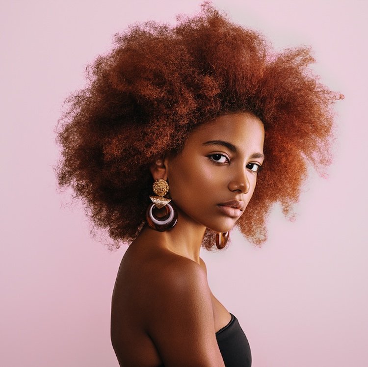 Medené vlasy Afro pre tmavé typy pleti