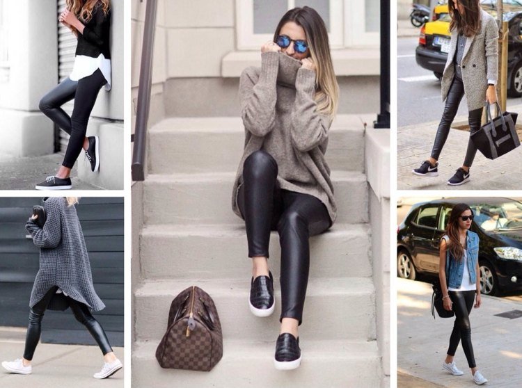 Aké topánky nosiť k legínam športové ležérne jesenné streetwear skľučovadlá