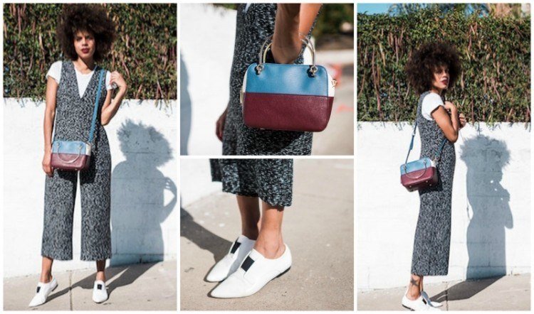 kombinéza so vzorom so širokými nohami, biele oxfordky