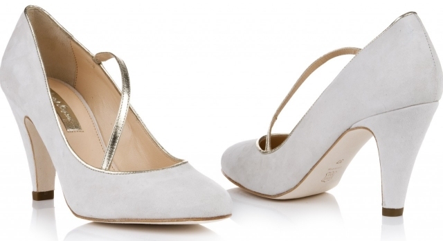 Svadobné dámske uzavreté zapínanie na členok cez priehlavok moderné svadobné topánky pre dámy-uzavretá forma-členok-popruh zlatej farby