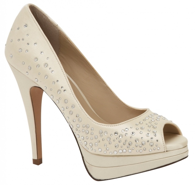 Platforma svadobné topánky na platforme Platformové lodičky na platforme, svadobná obuv, farba podrážky: koža slonová kosť