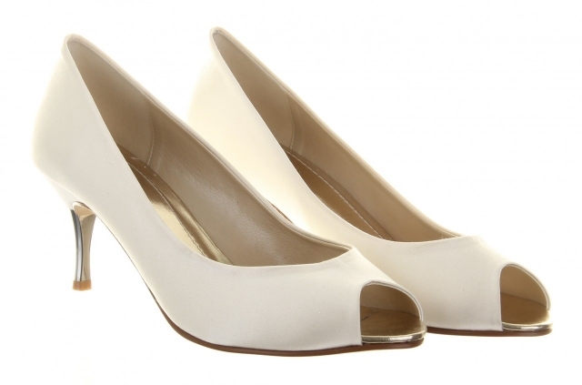 Kožená dámska obuv so stredne vysokou pätou a otvorenou špičkou Elegantné svadobné topánky na klinec vyrobené z umývateľného materiálu