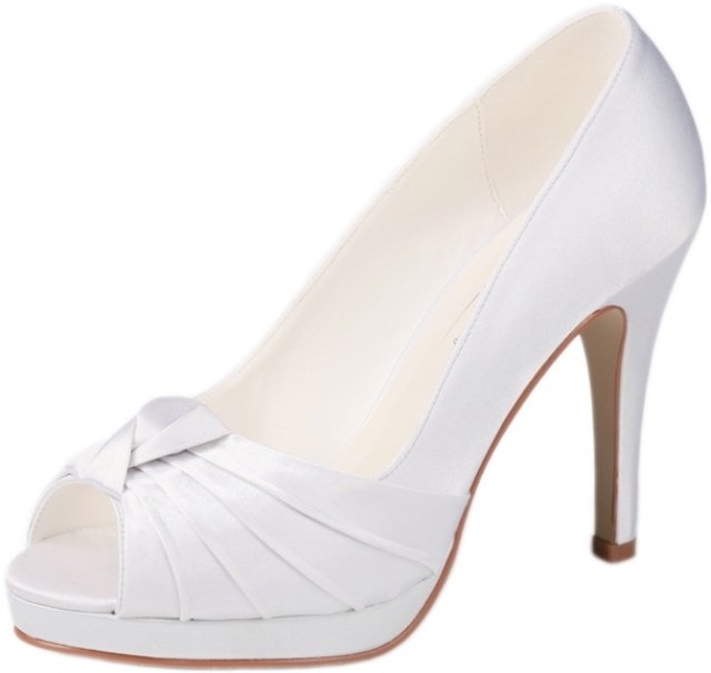 Saténové lodičky na klasický model topánok na svadbu Peep-toe platformové topánky-úplne mäkké polstrovanie-pohodlné nosenie