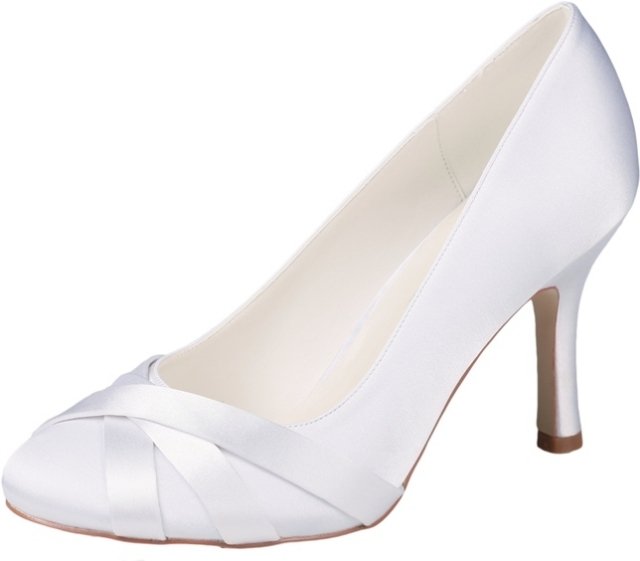 skrížené remienkové saténové sprchové topánky-biela stredne vysoký podpätok Nápady na svadobné topánky skrížené strappy saténové biele