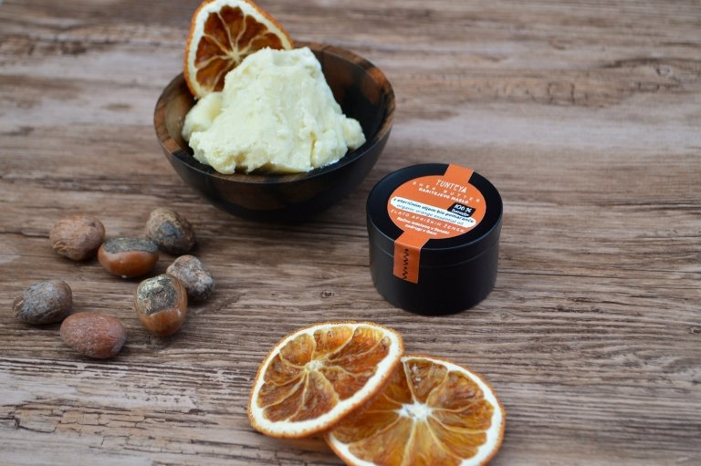 Krém na ruky z bambuckého masla suchá pokožka prírodná kozmetika vegánska starostlivosť o pleť leto