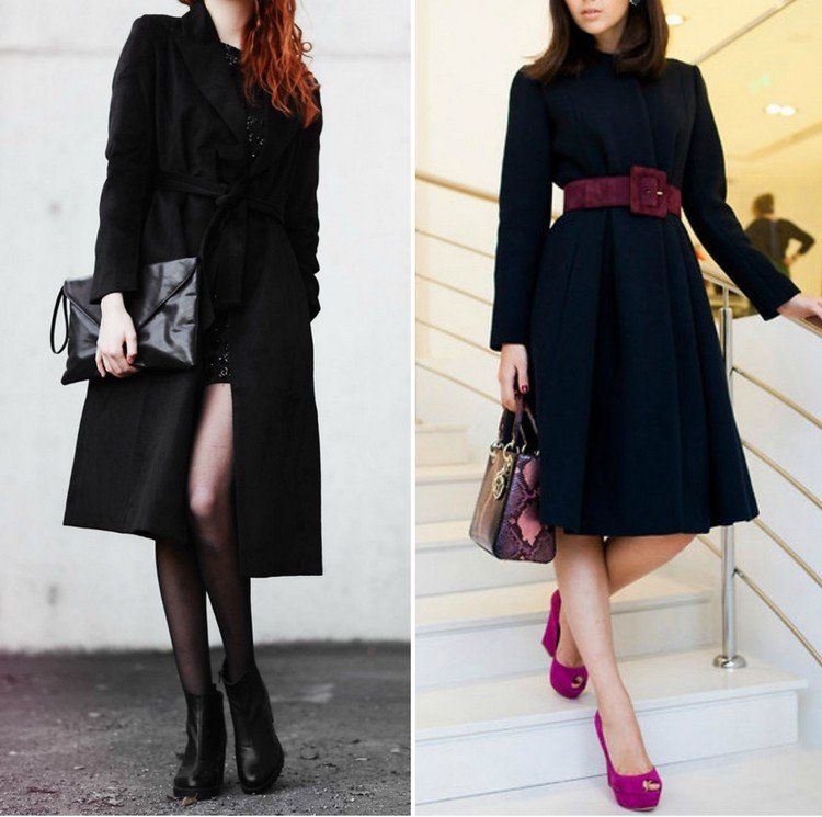 večer šaty po kabát až po kolená ktorý-kabát-večerné-šaty-shift-šaty-línia-dĺžka po kolená-čierna-tmavo modrá