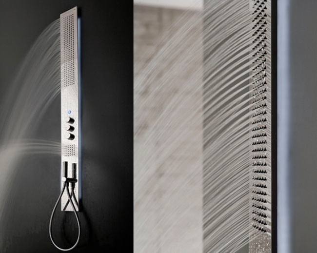 Kolekcia sprchových panelov Verzia z nehrdzavejúcej ocele Obliqua, termostatická batéria