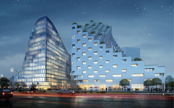 moderná budova-zasadená-strecha